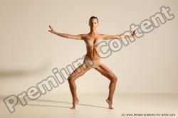 Underwear Gymnastic poses Woman White Moving poses Slim long blond Dynamic poses Academic